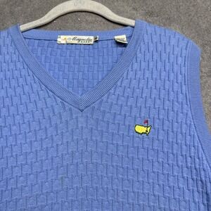 Magnolia Lane Masters Men's Blue Pima Cotton V Neck Golf Sweater Vest Medium